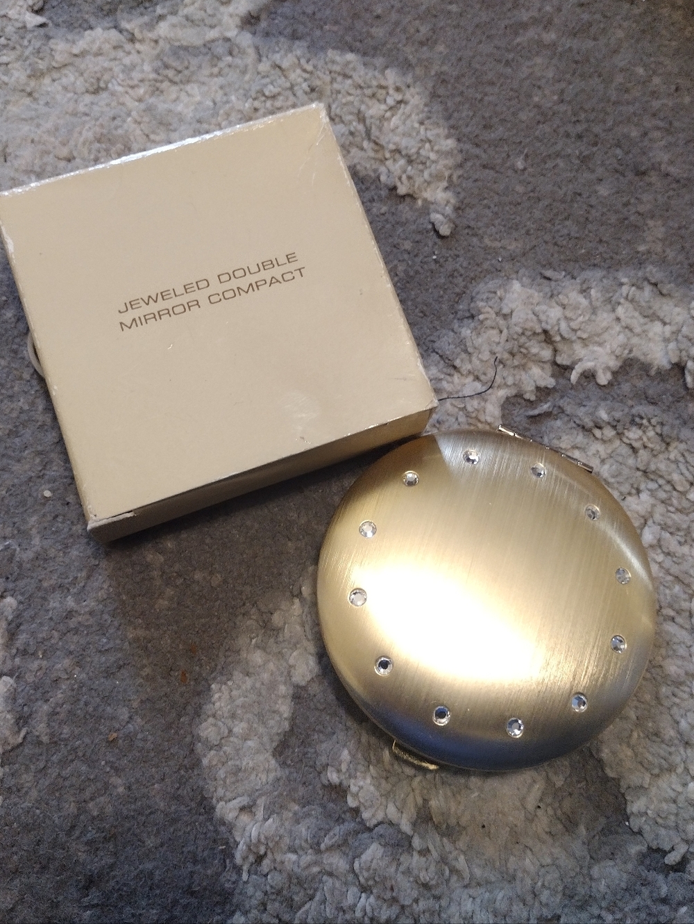 Avon Brushed Gold Double-Sided Pocket Mirror Box